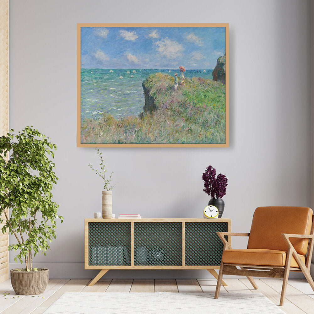 The Cliff Walk At Pourville - Framed Canvas
