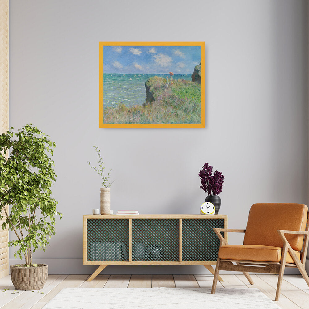 The Cliff Walk At Pourville - Framed Canvas