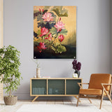 Pink Lotus Blossoms And Leaves - Acrylic Wall Photo