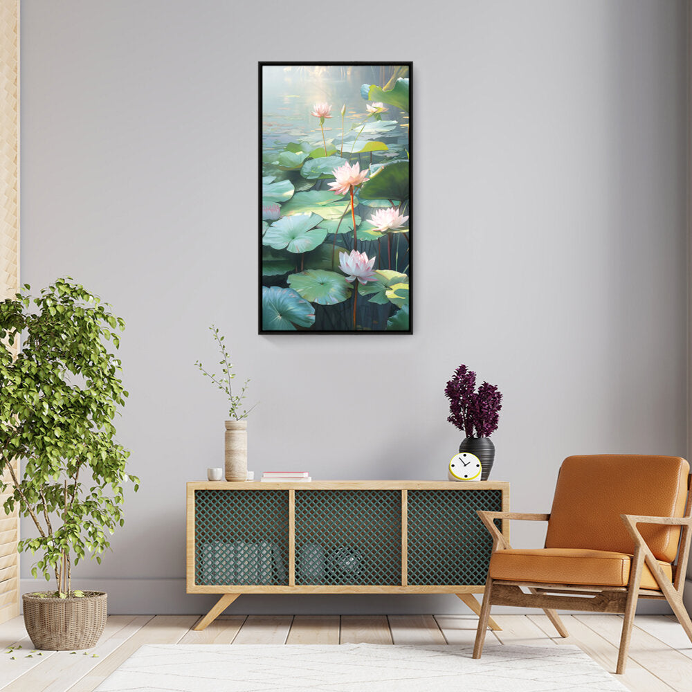 Lotus Lilies In A Pond - FLOATING FRAME