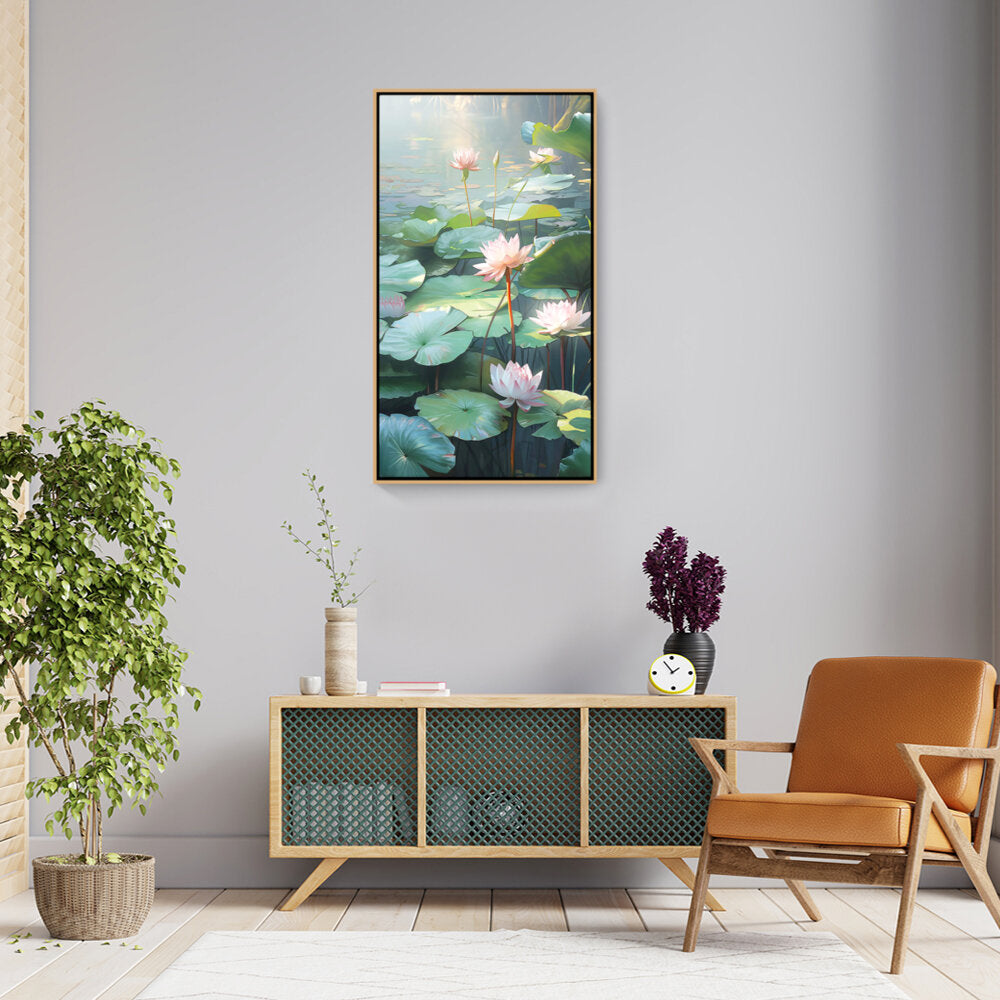 Lotus Lilies In A Pond - FLOATING FRAME