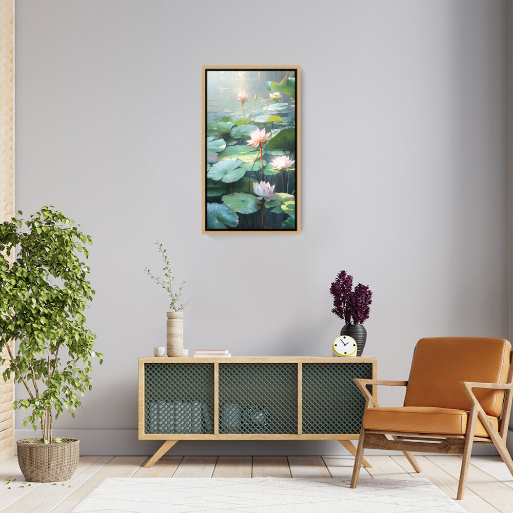 Lotus Lilies In A Pond - FLOATING FRAME
