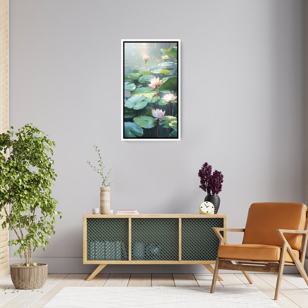 Lotus Lilies In A Pond - FLOATING FRAME