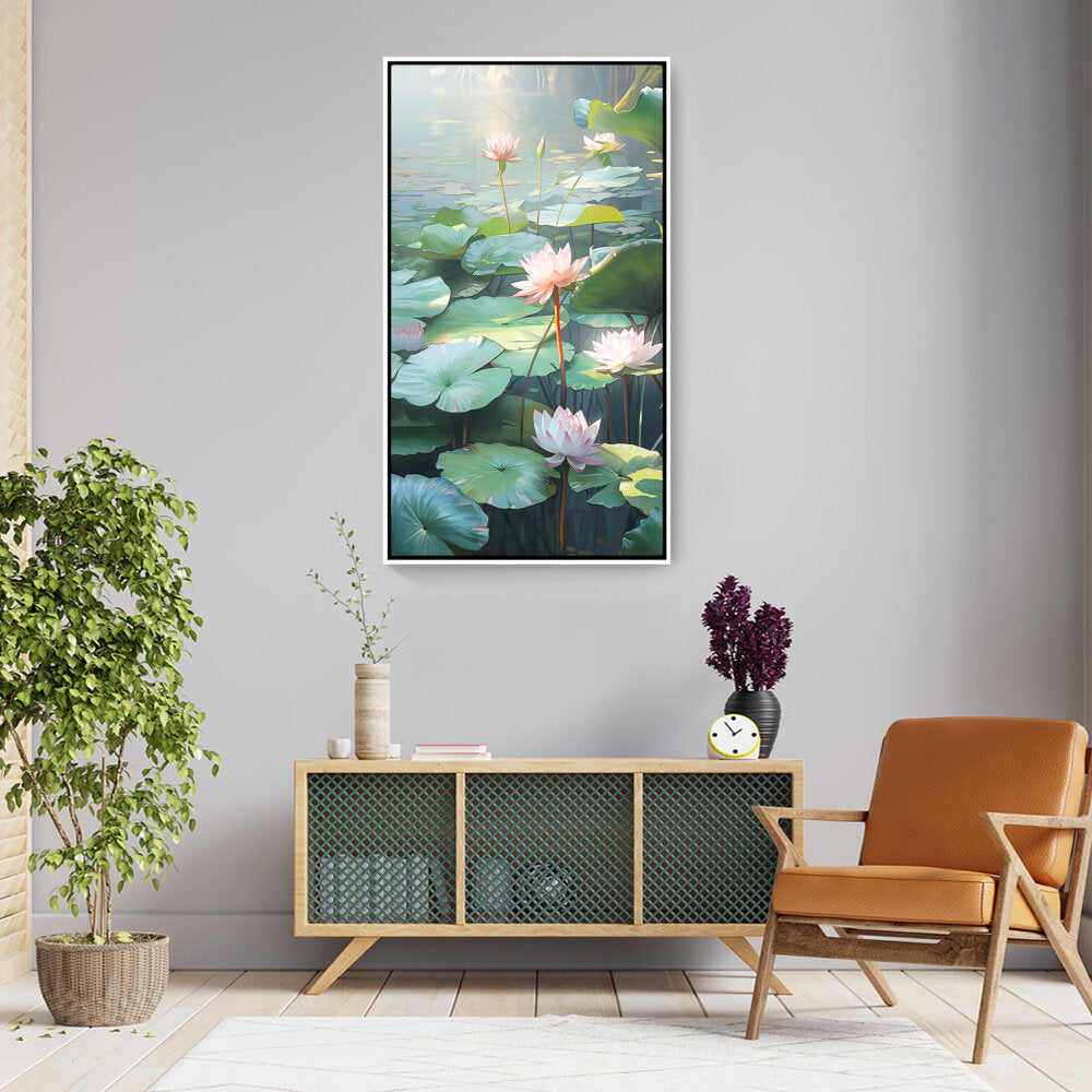 Lotus Lilies In A Pond - FLOATING FRAME