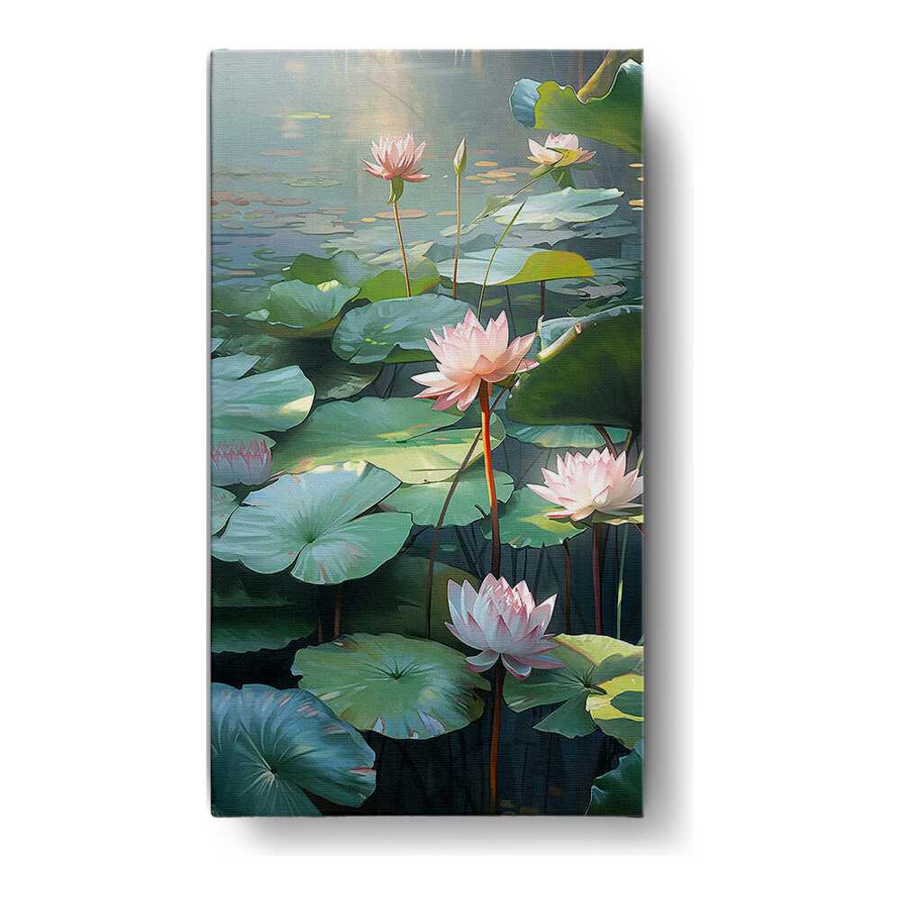 Lotus Lilies In A Pond - Wall Canvas