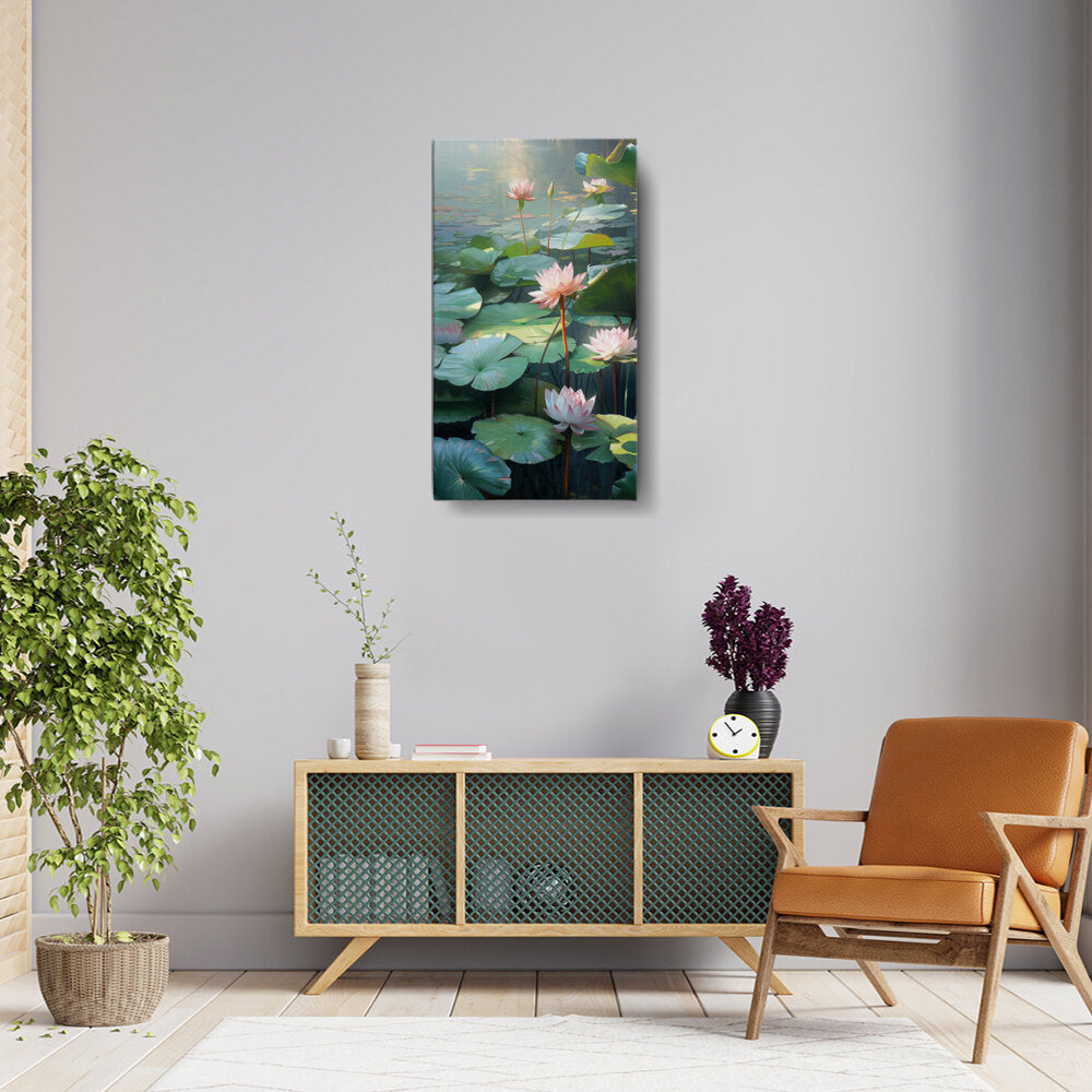 Lotus Lilies In A Pond - Wall Canvas