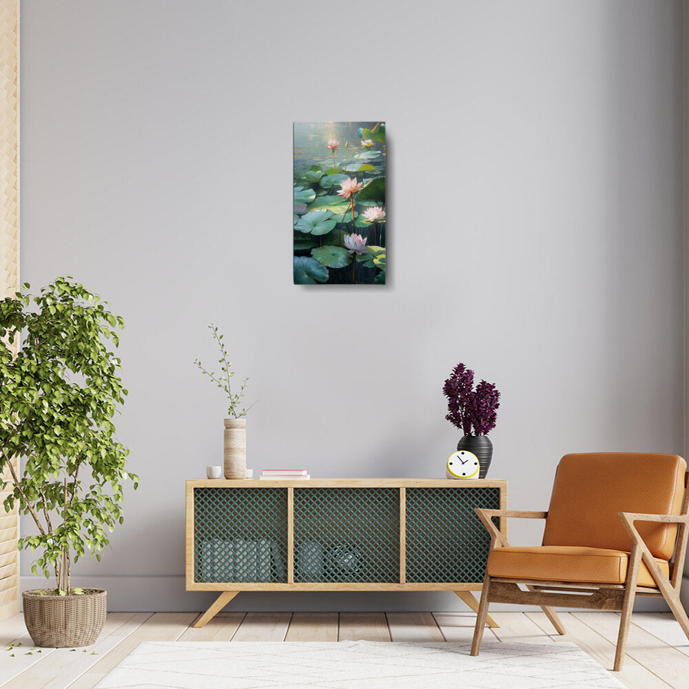 Lotus Lilies In A Pond - Wall Canvas