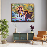 Lord Krishna With Elephants - Framed Canvas