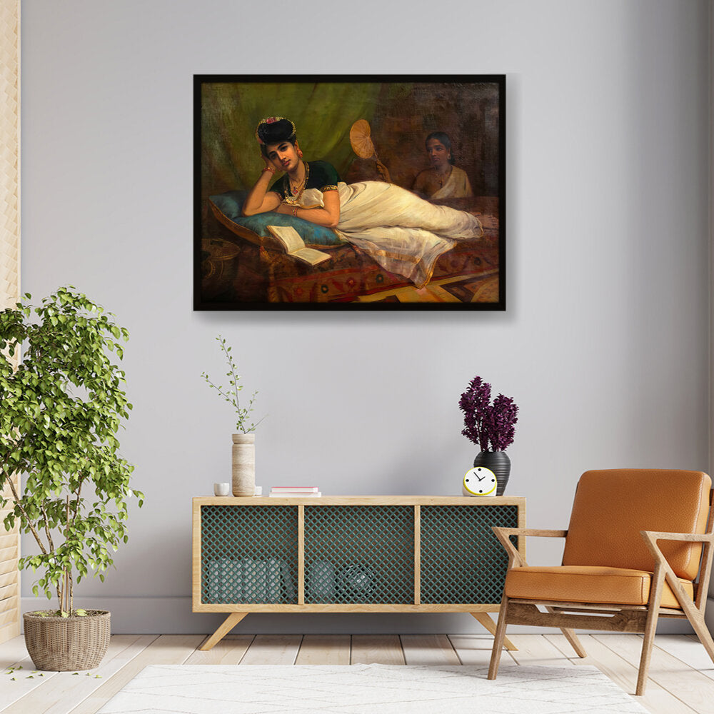 Reclining Nair Lady - Framed Canvas
