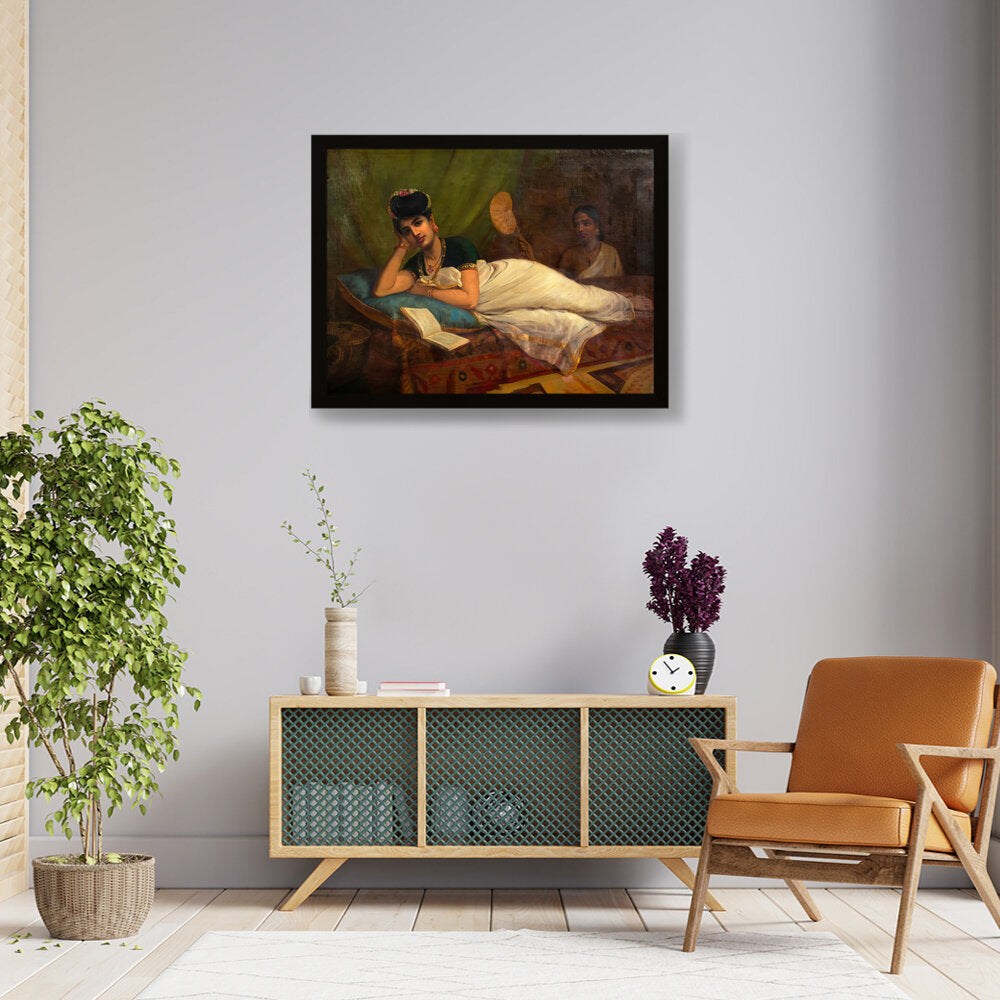 Reclining Nair Lady - Framed Canvas