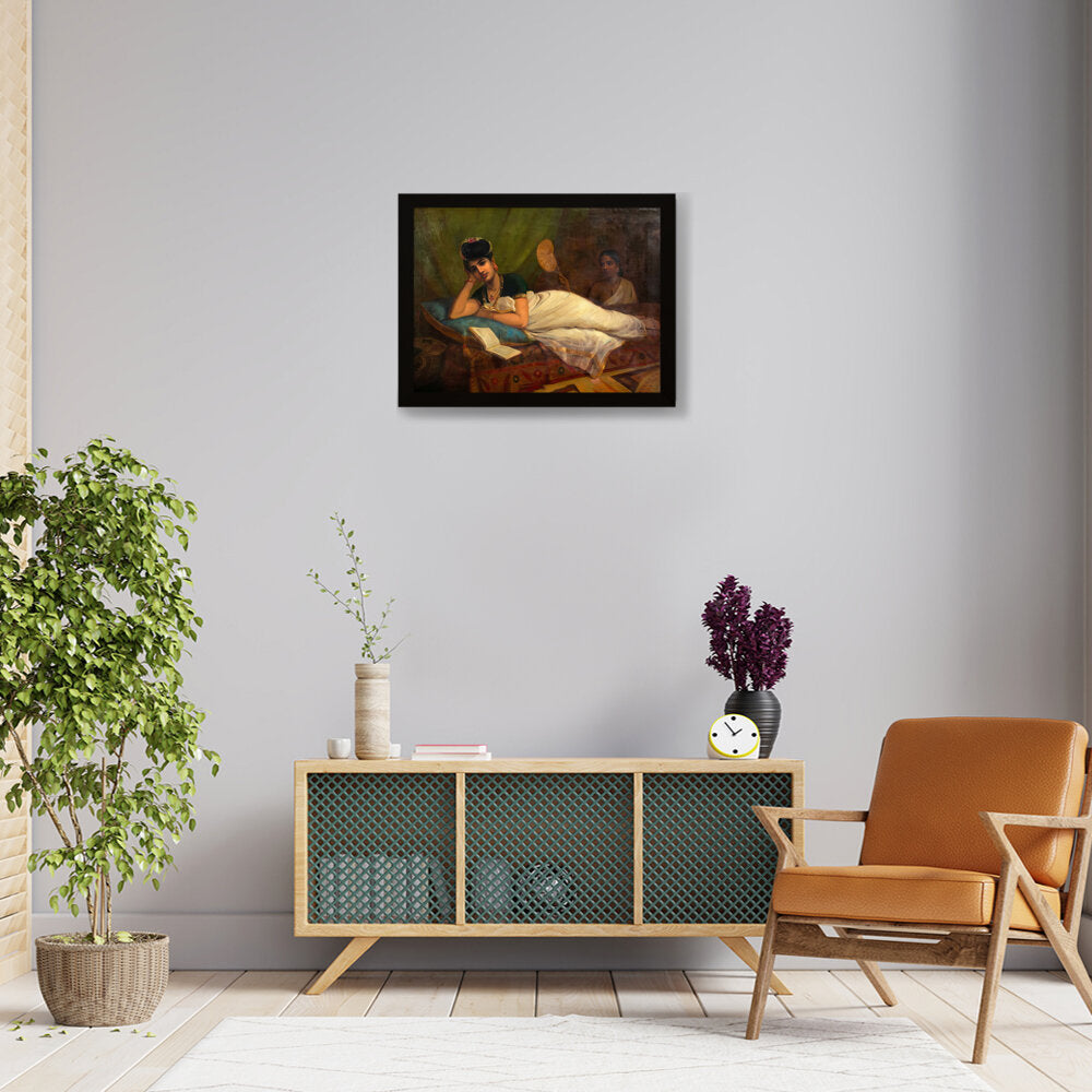 Reclining Nair Lady - Framed Canvas