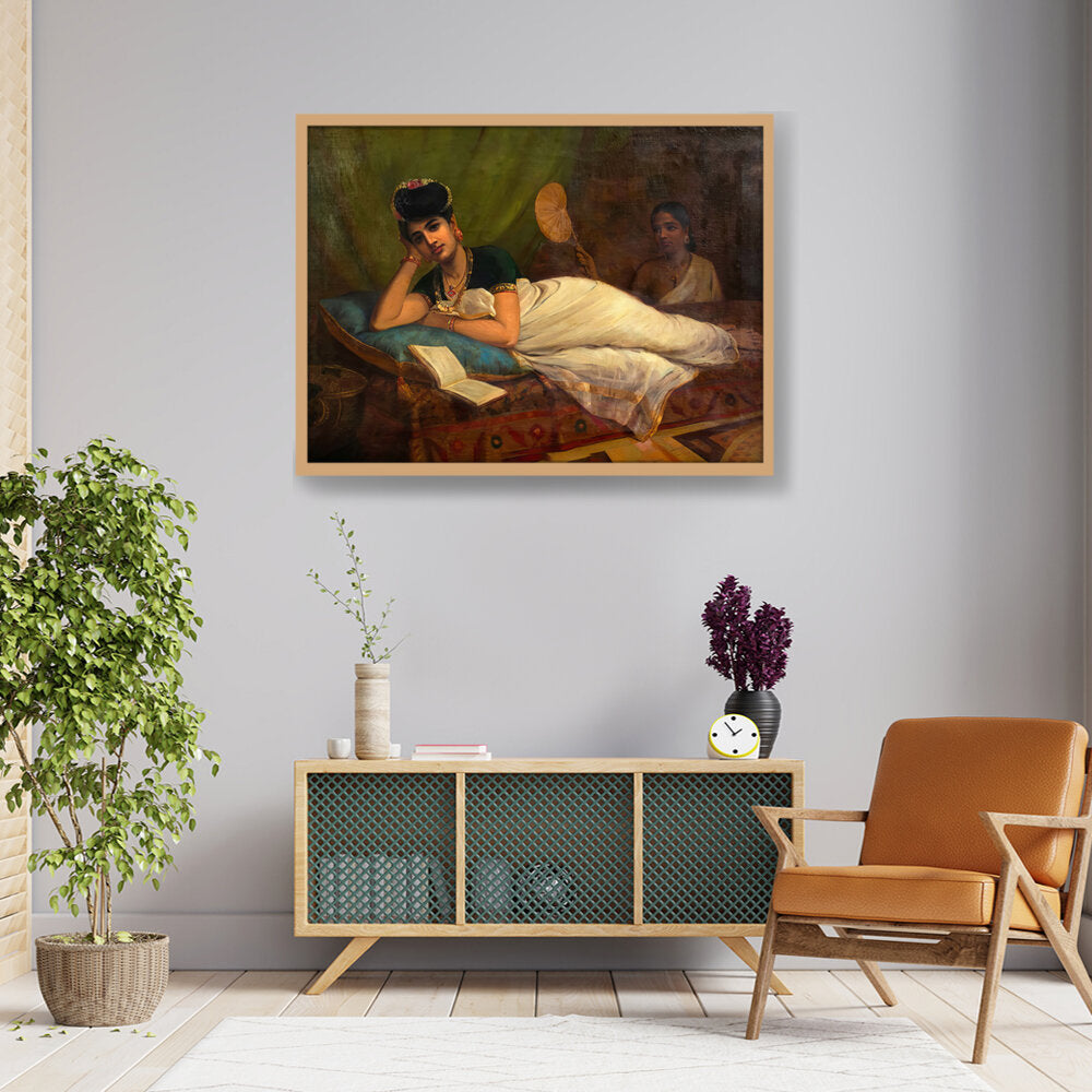 Reclining Nair Lady - Framed Canvas