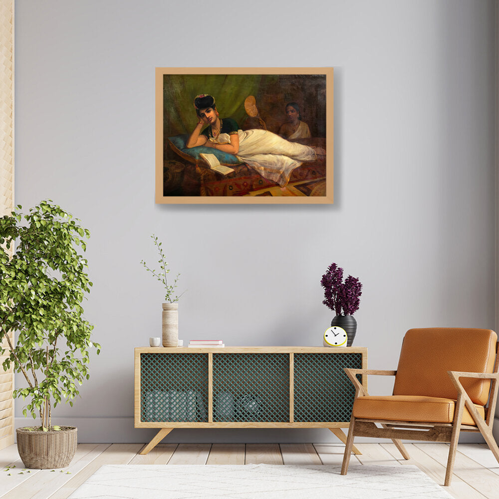 Reclining Nair Lady - Framed Canvas