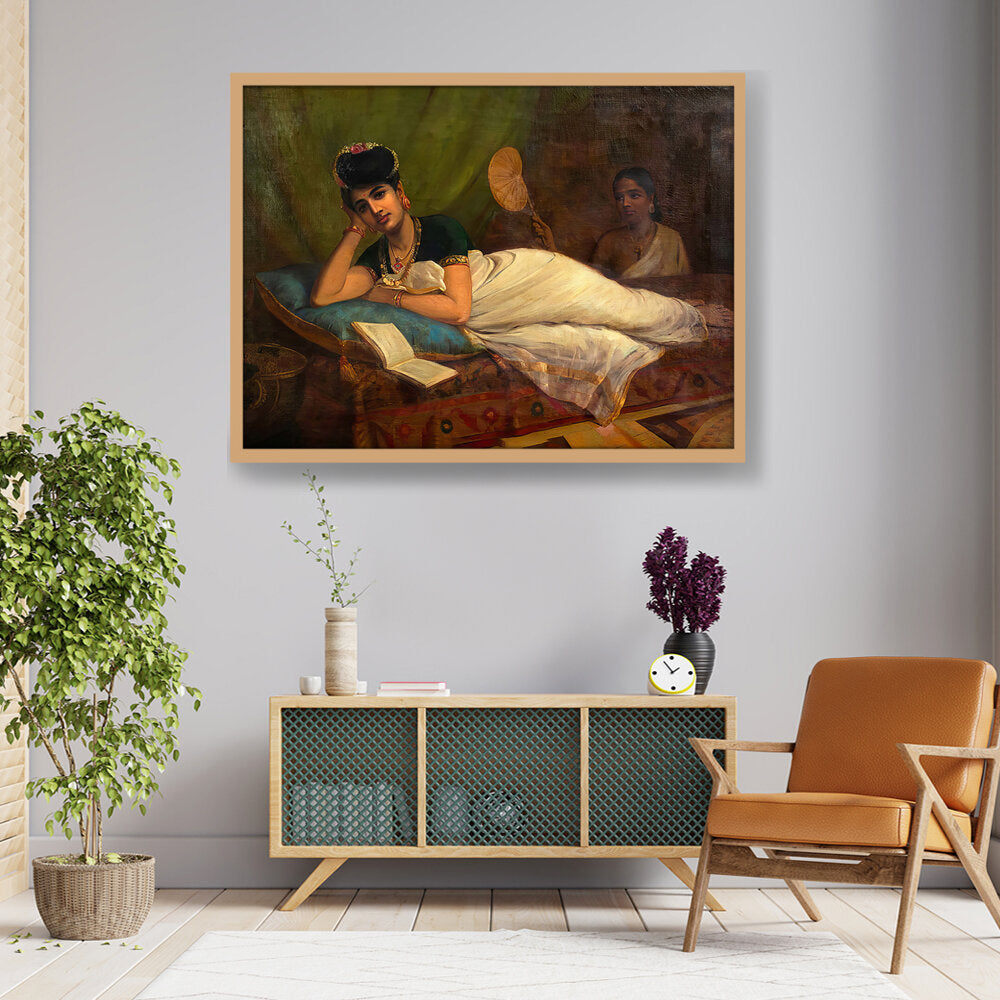 Reclining Nair Lady - Framed Canvas