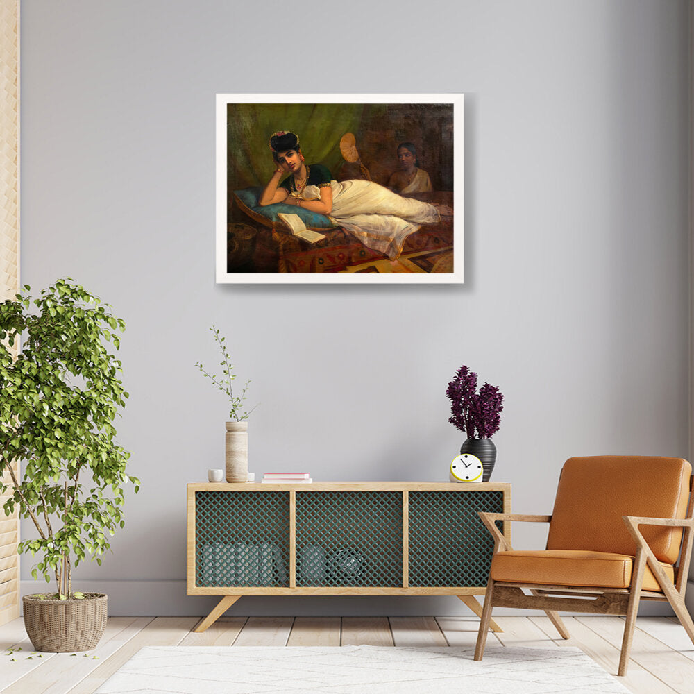 Reclining Nair Lady - Framed Canvas
