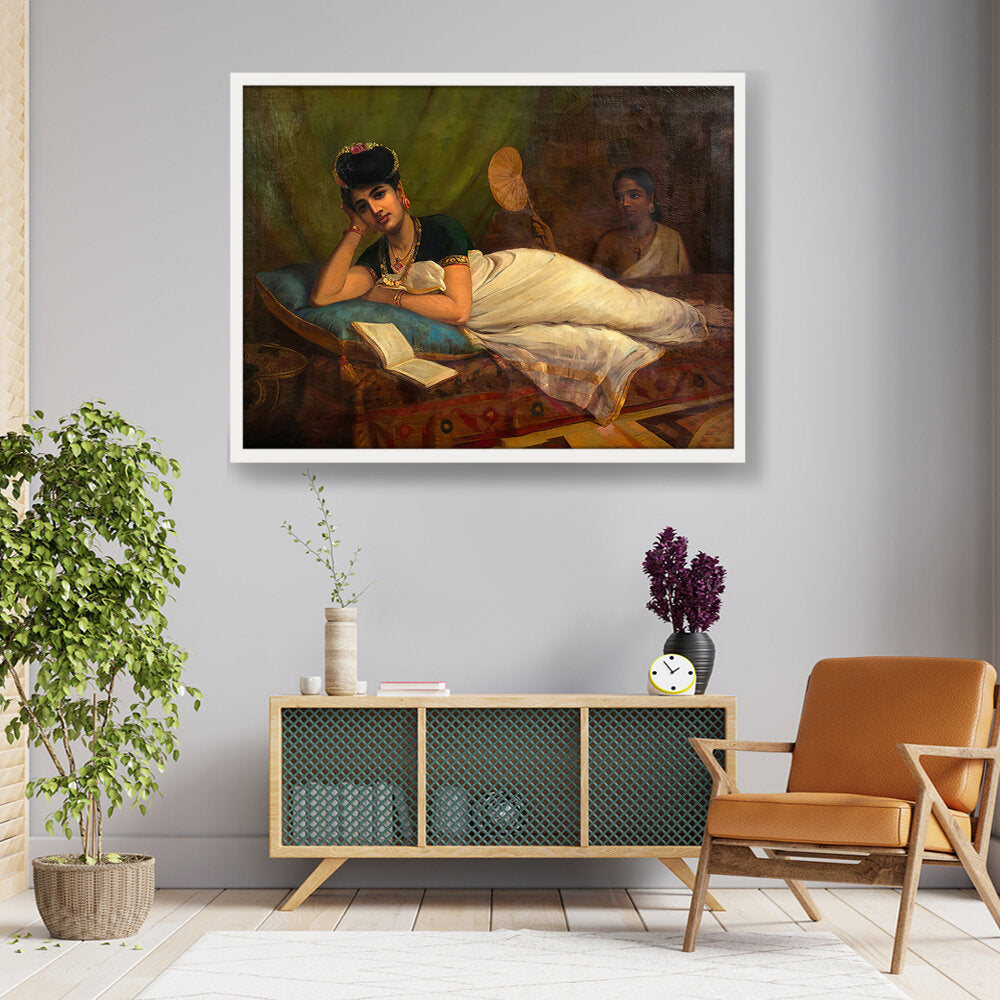 Reclining Nair Lady - Framed Canvas