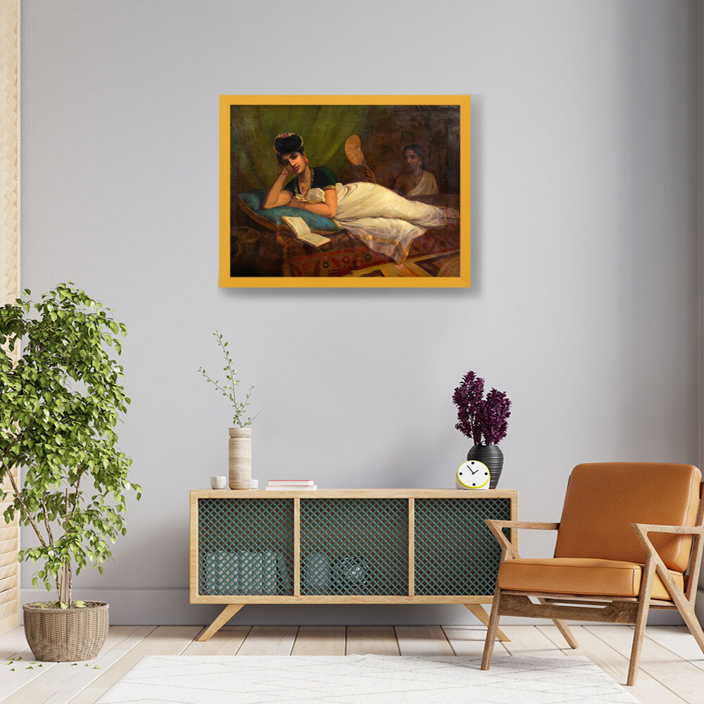 Reclining Nair Lady - Framed Canvas
