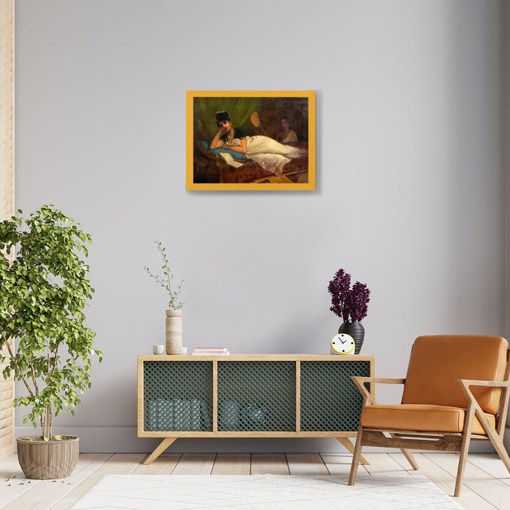 Reclining Nair Lady - Framed Canvas
