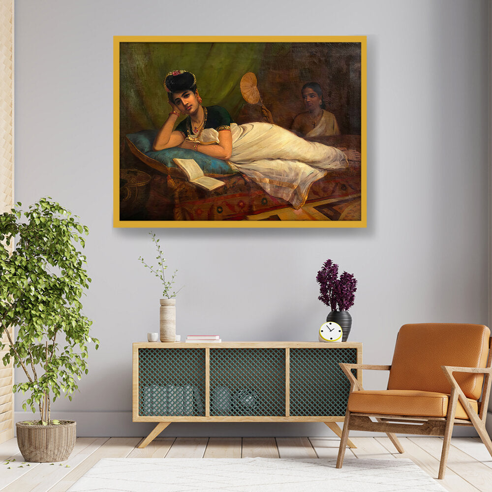 Reclining Nair Lady - Framed Canvas