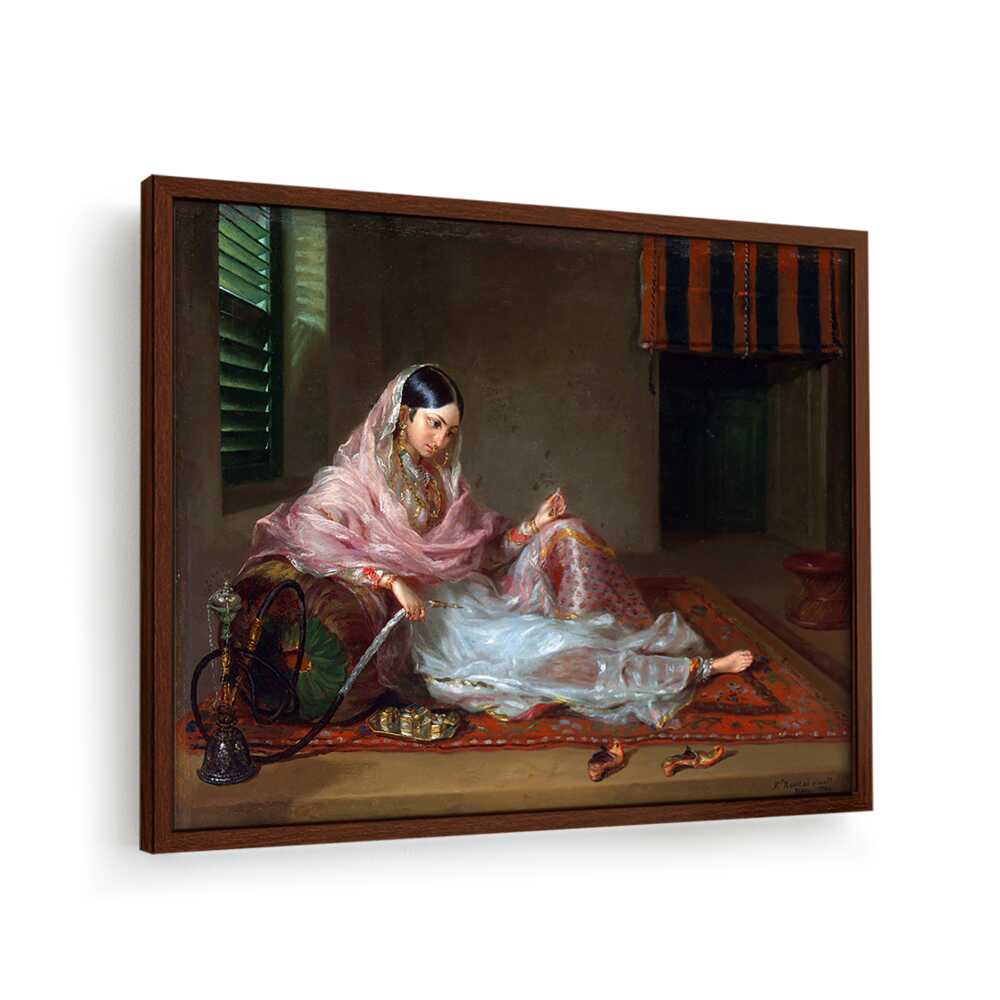 An Indian Girl With A Hookah - Framed Canvas