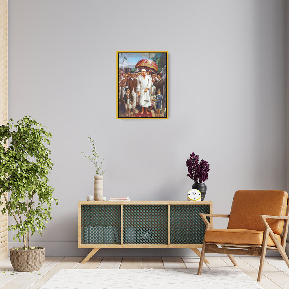 Shirdi Sai Baba With Devotees - FLOATING FRAME
