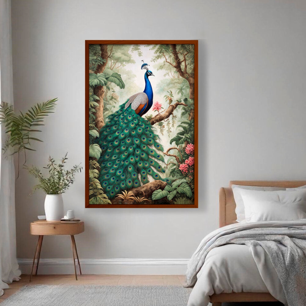 Peacock - Framed Canvas