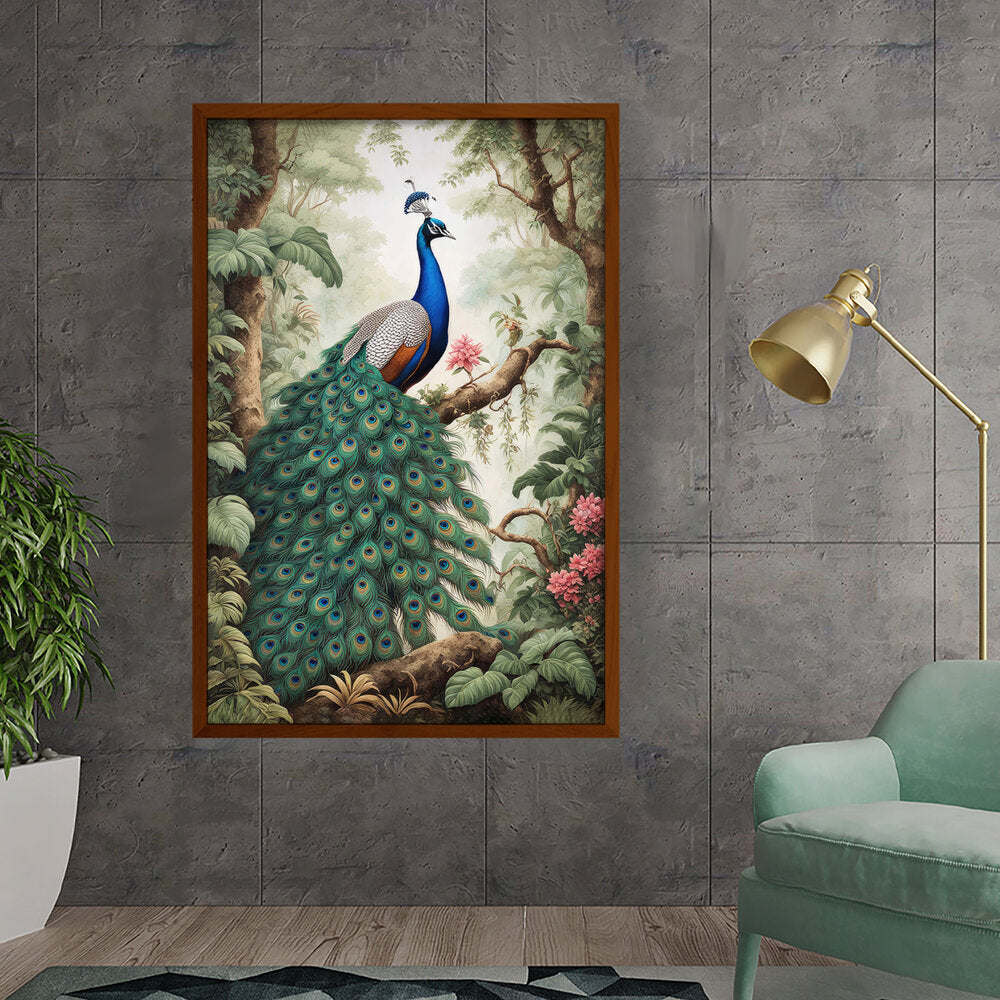 Peacock - Framed Canvas