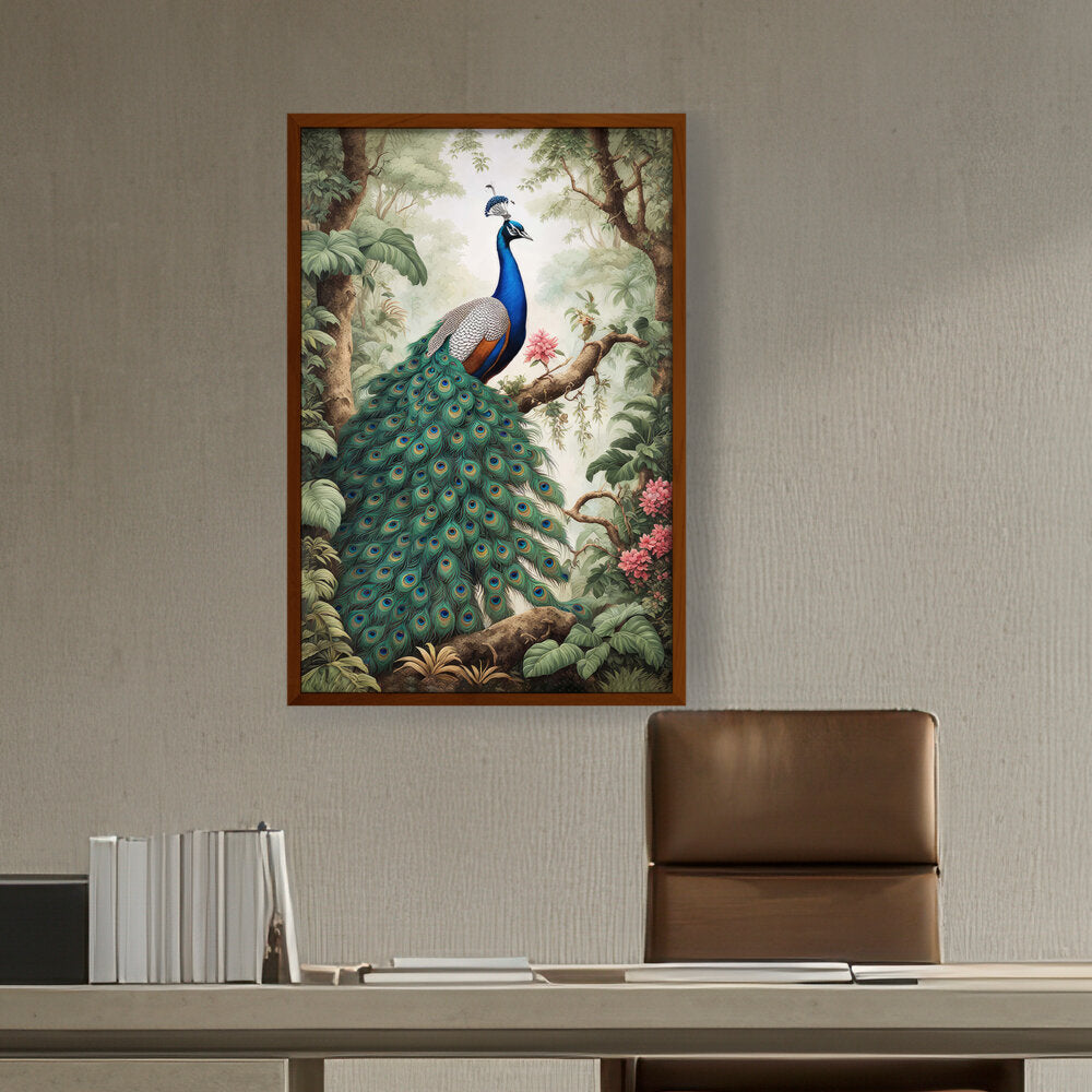 Peacock - Framed Canvas