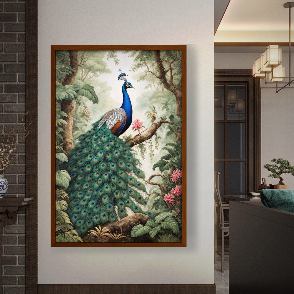 Peacock - Framed Canvas