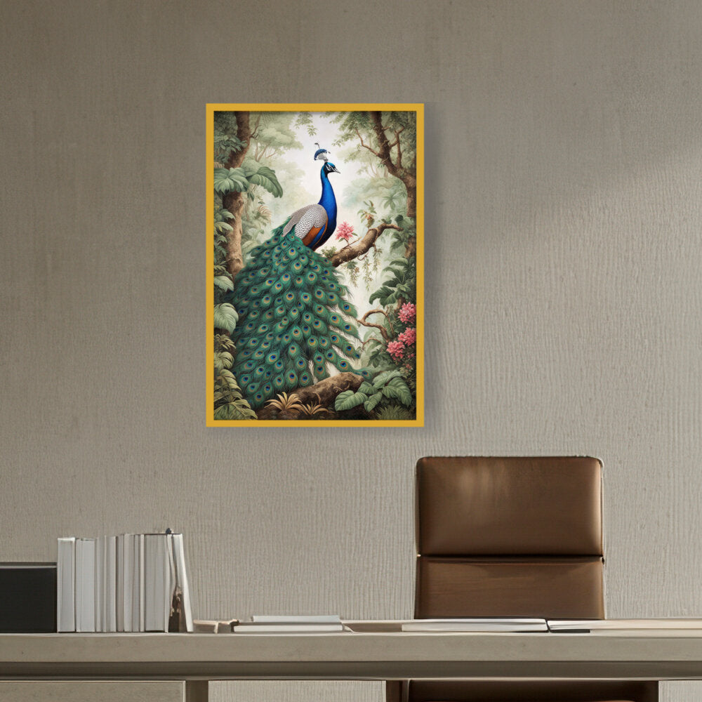 Peacock - Framed Canvas