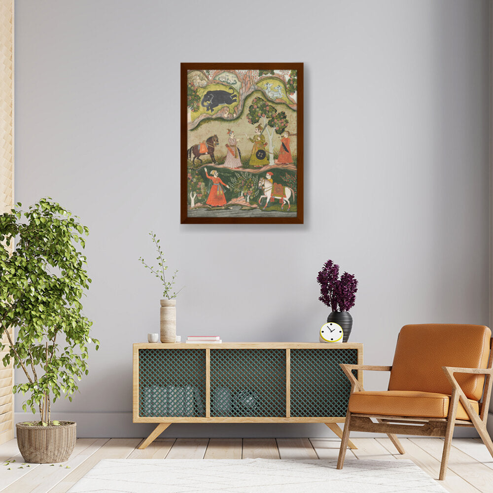 Indian Raga Painting - Framed Canvas