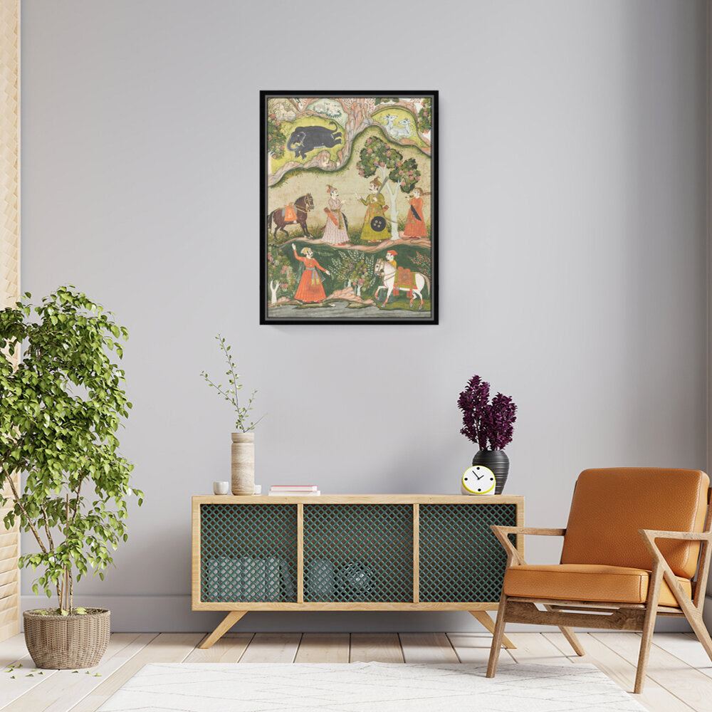 Indian Raga Painting - FLOATING FRAME