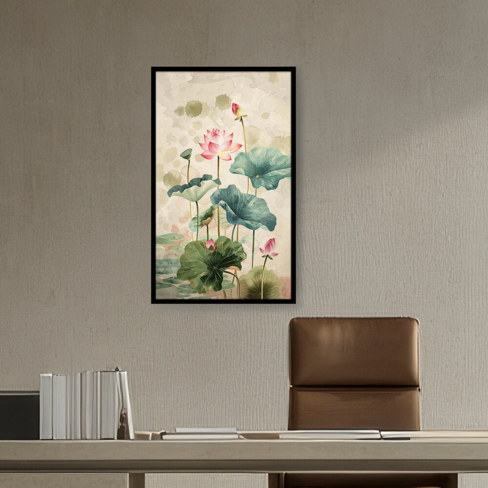 Pink Lotus Flower - Framed Canvas