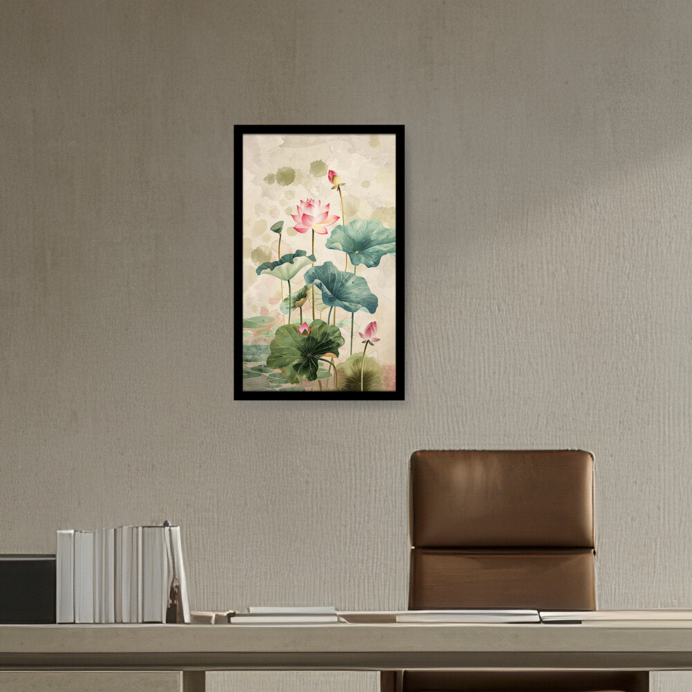 Pink Lotus Flower - Framed Canvas
