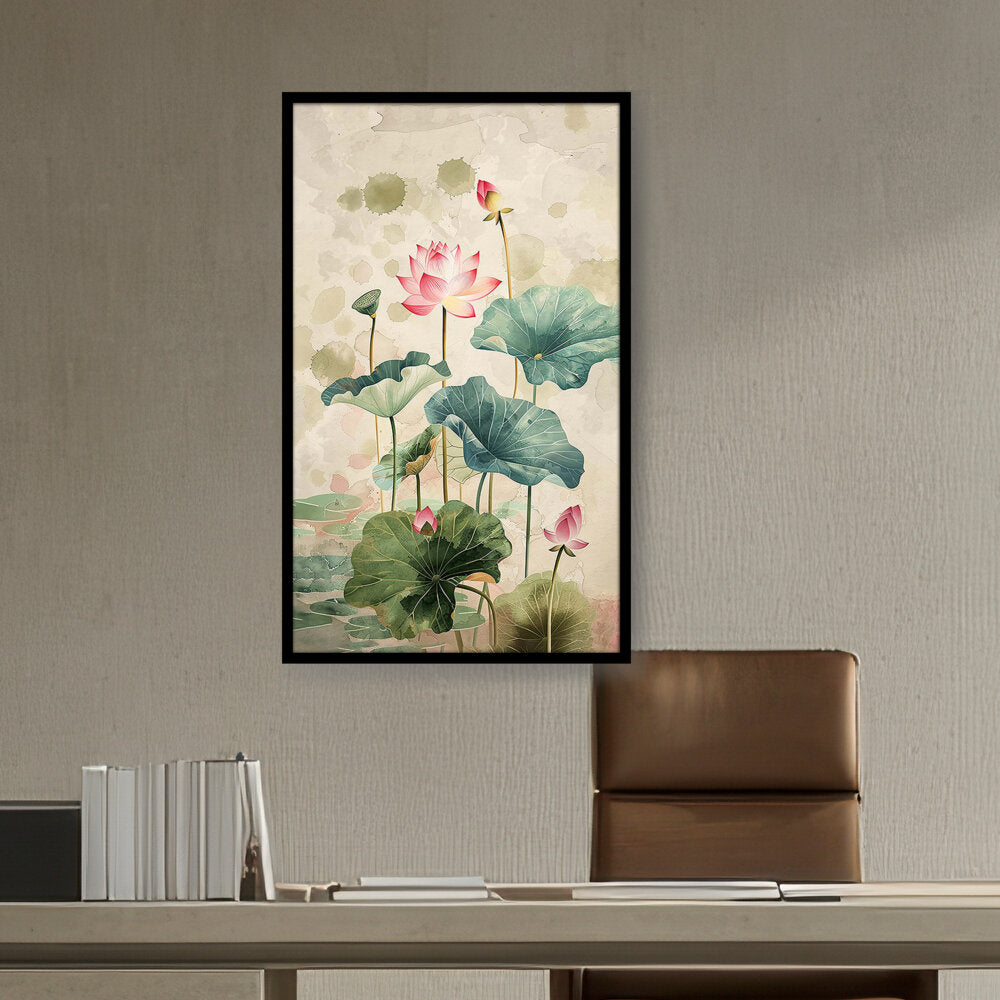 Pink Lotus Flower - Framed Canvas