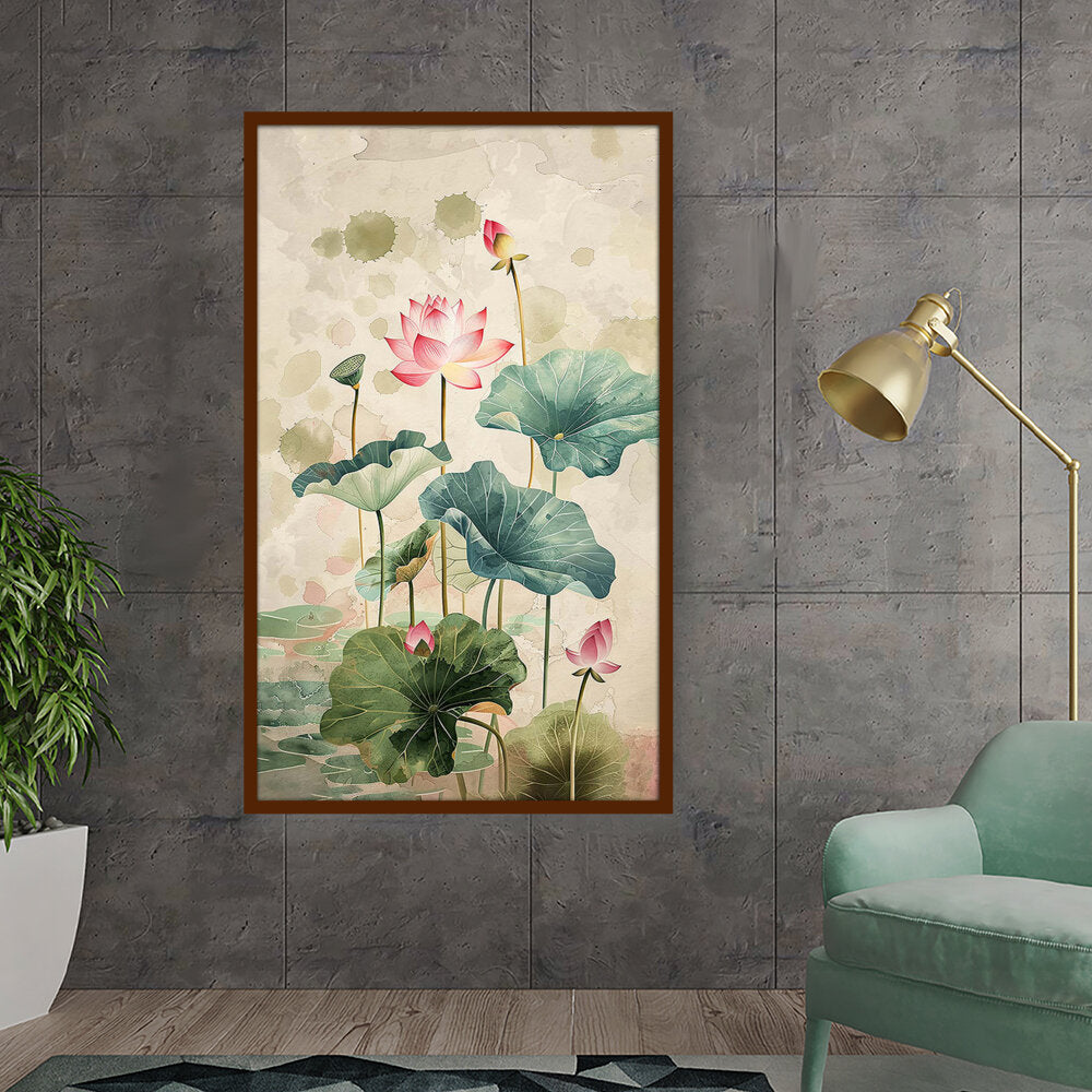 Pink Lotus Flower - Framed Canvas
