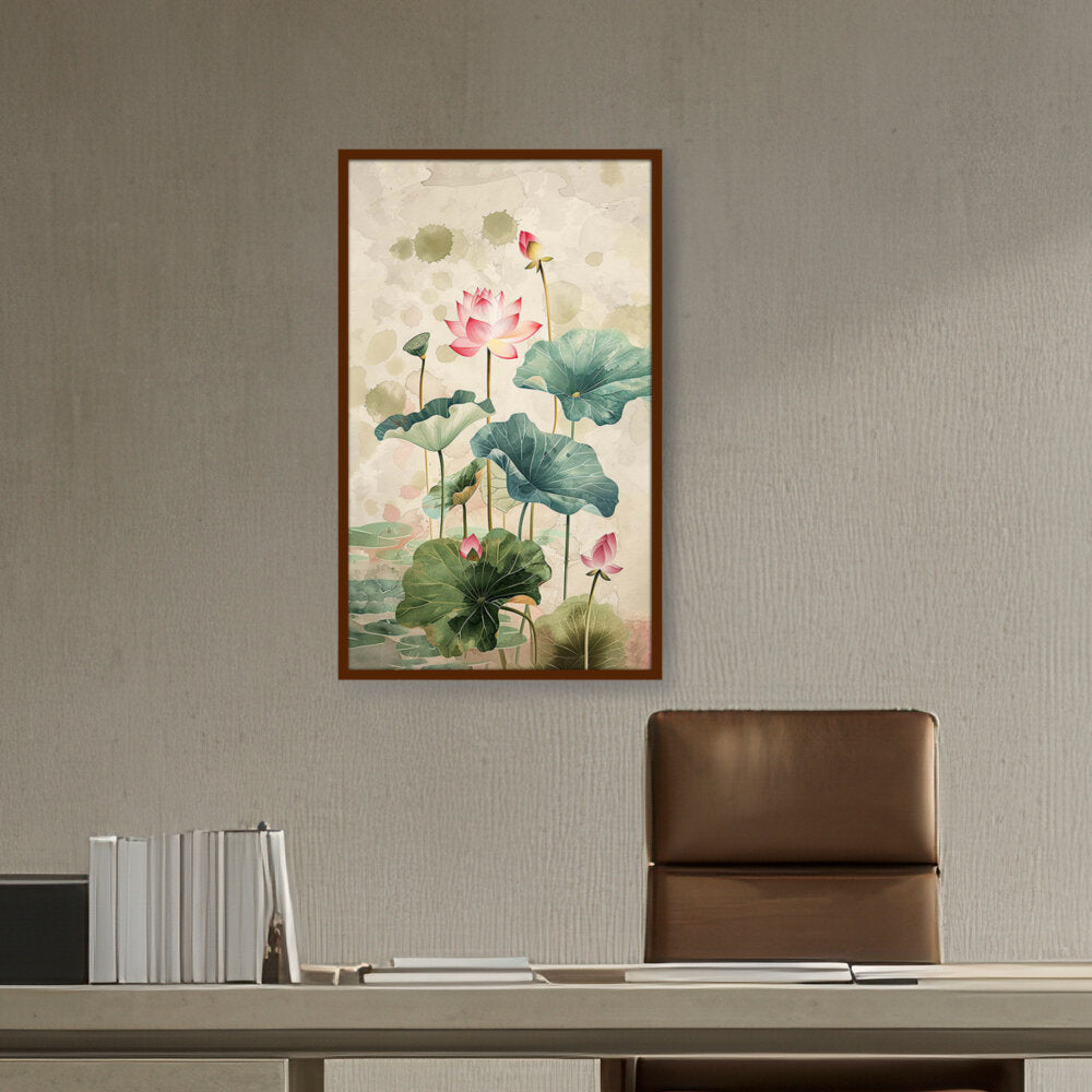 Pink Lotus Flower - Framed Canvas