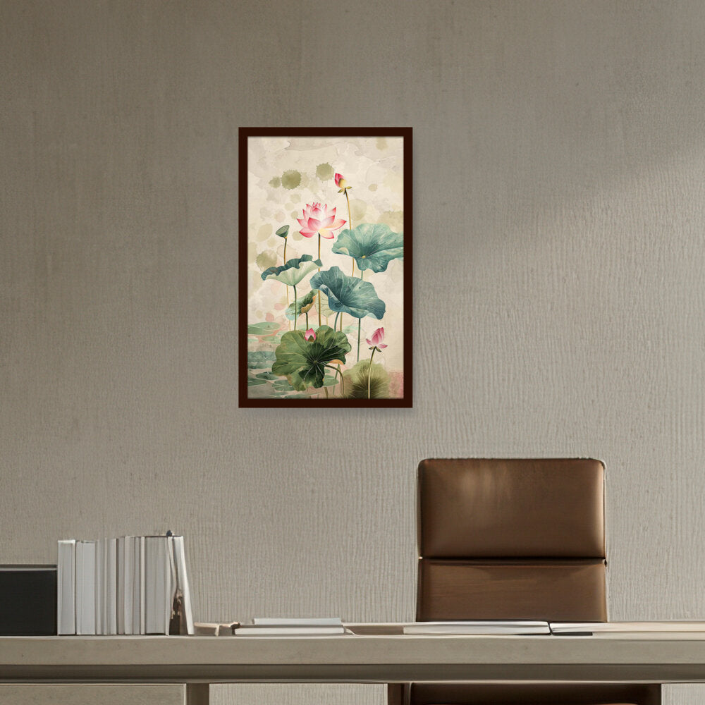 Pink Lotus Flower - Framed Canvas