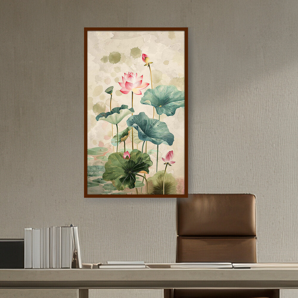 Pink Lotus Flower - Framed Canvas