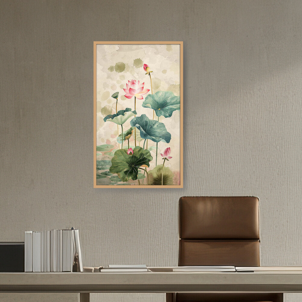 Pink Lotus Flower - Framed Canvas