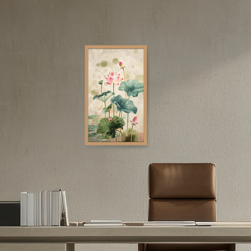 Pink Lotus Flower - Framed Canvas