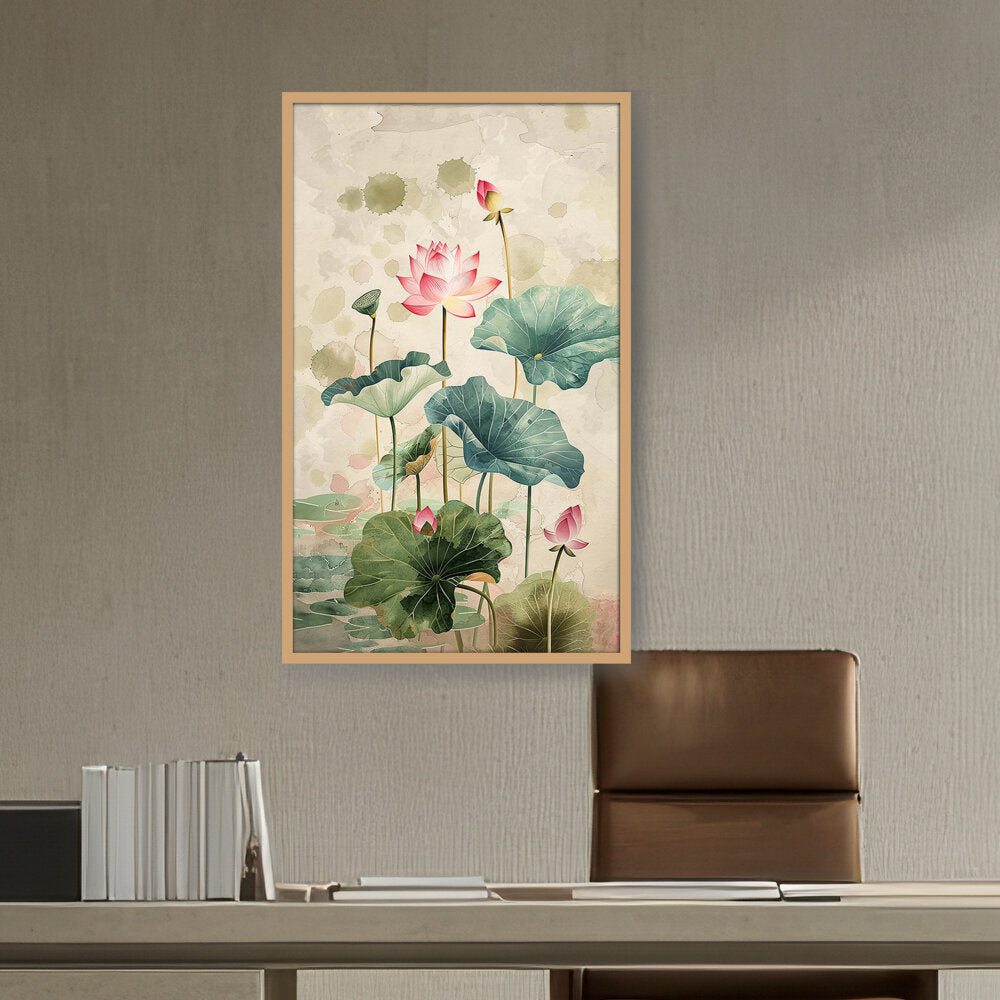 Pink Lotus Flower - Framed Canvas
