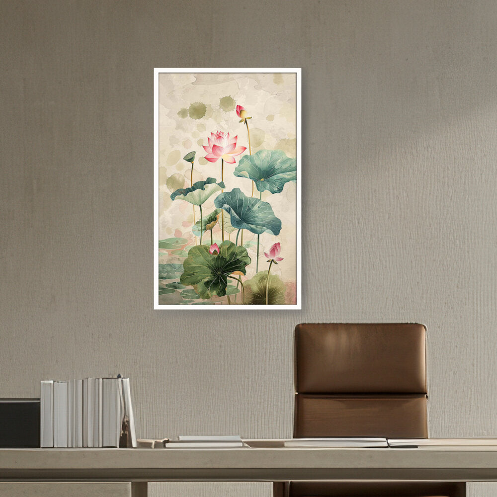 Pink Lotus Flower - Framed Canvas
