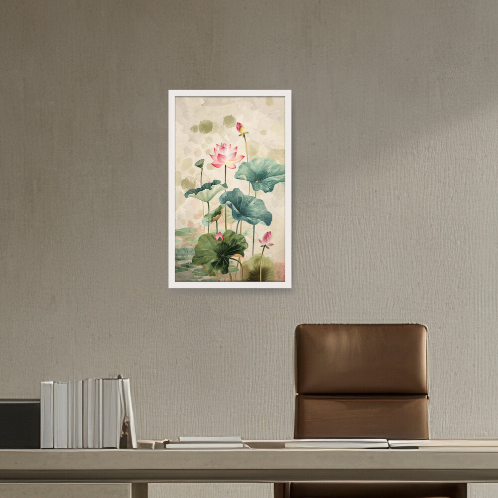 Pink Lotus Flower - Framed Canvas