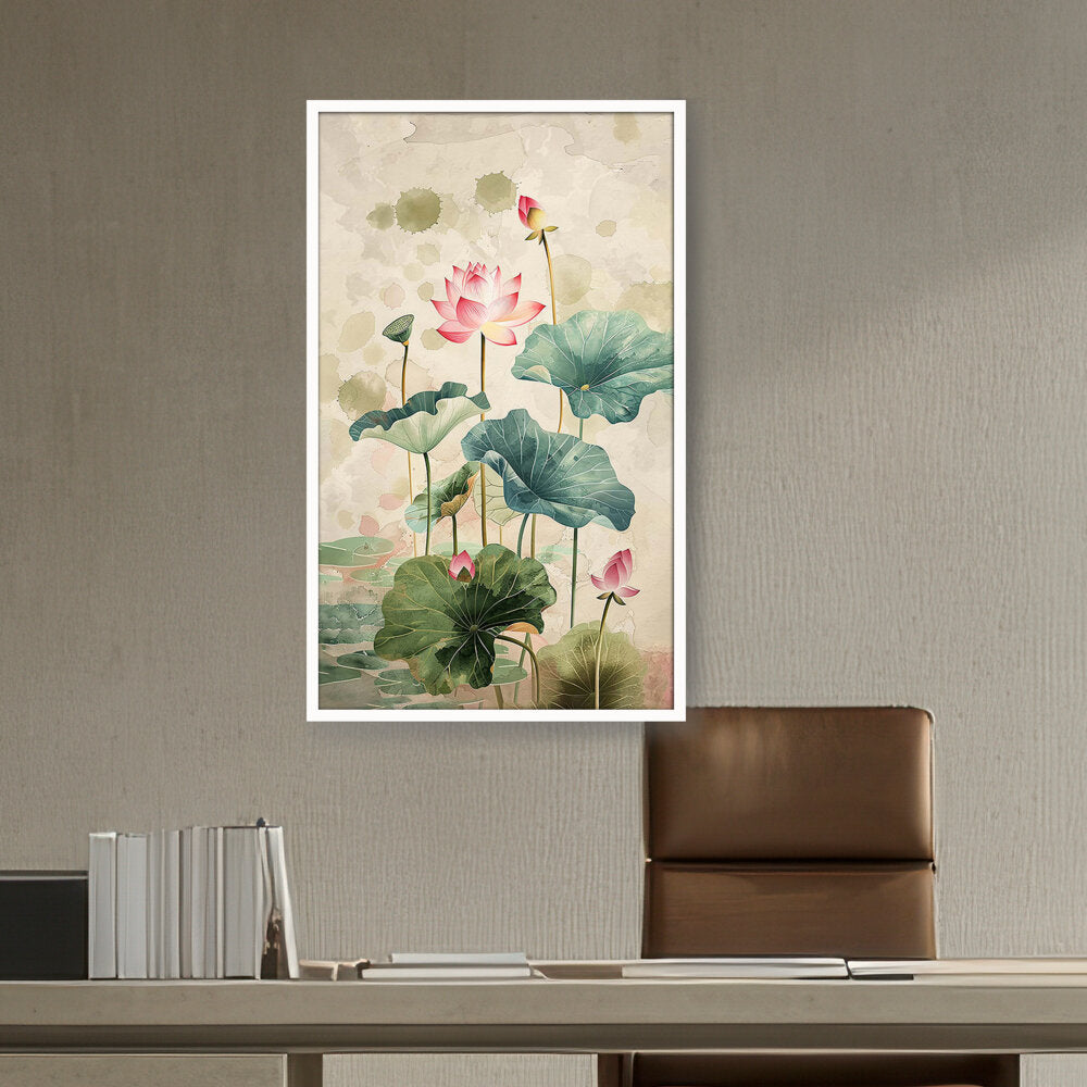 Pink Lotus Flower - Framed Canvas