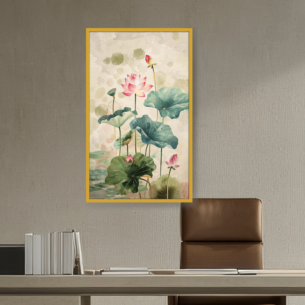 Pink Lotus Flower - Framed Canvas