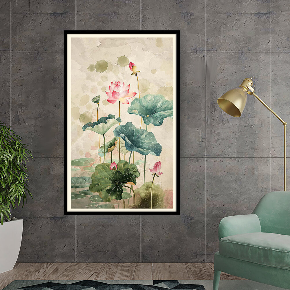 Pink Lotus Flower - WALL MOUNT FRAME