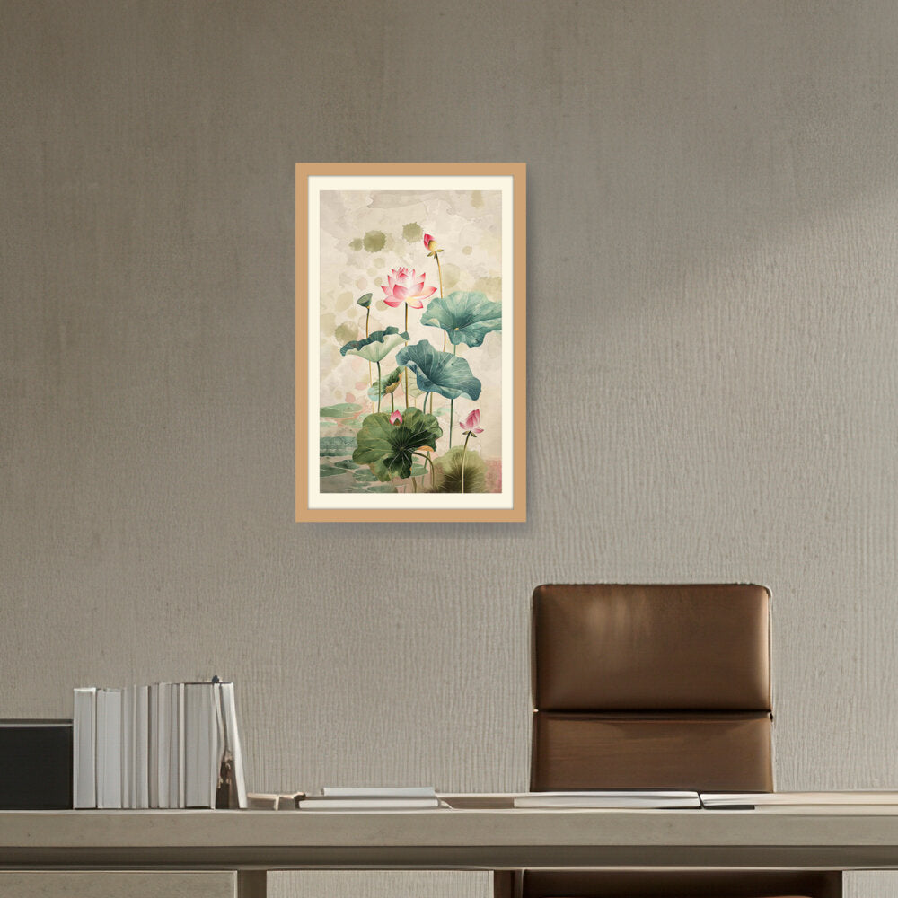 Pink Lotus Flower - WALL MOUNT FRAME