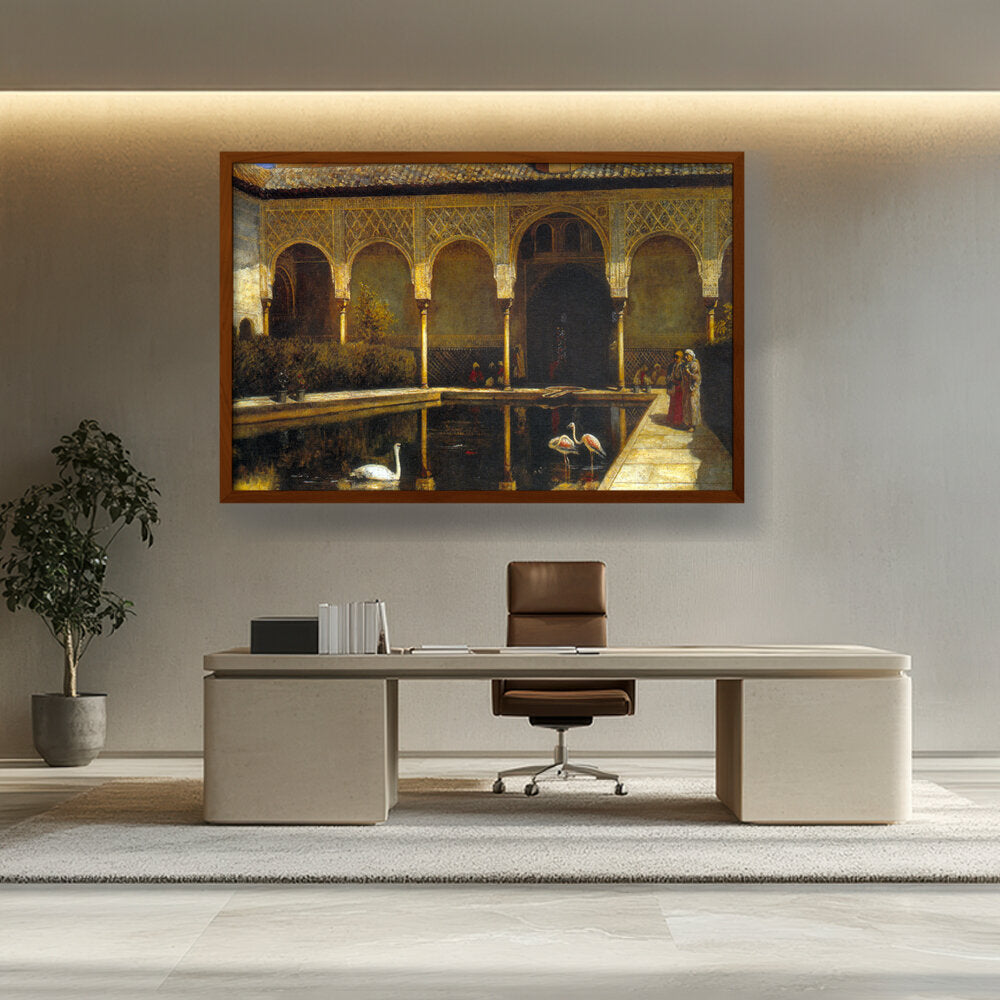 A Court In The Alhambra - Framed Canvas