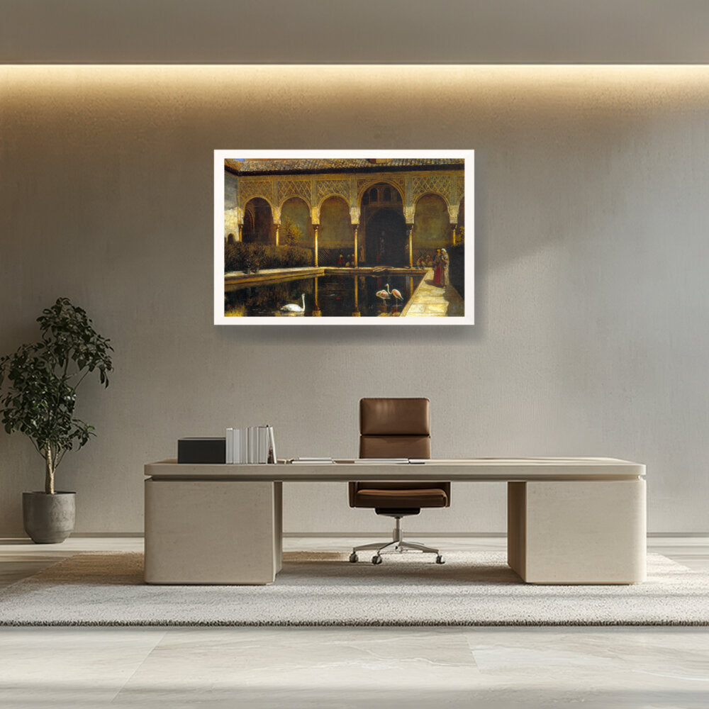 A Court In The Alhambra - Framed Canvas